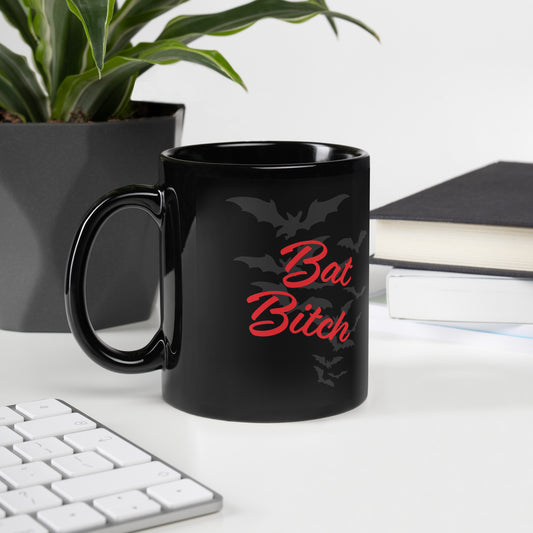 Bat Bitch, Black Glossy Mug